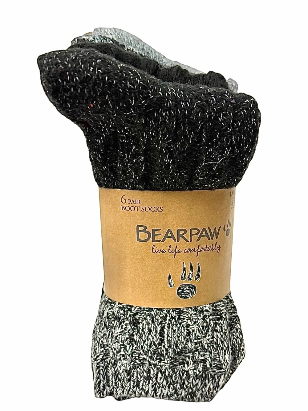 BearPaw Women's 6-Pair Boot Socks, Multicolor, Fits Shoe Size: 4-10 - Picture 3 of 3